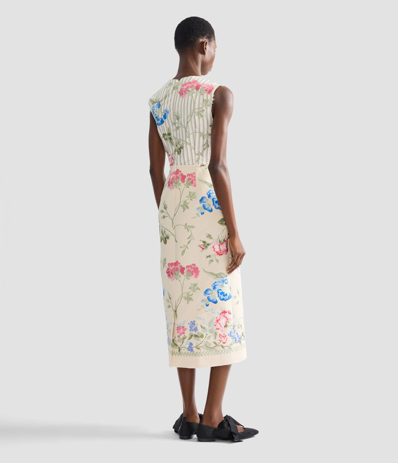 EMBROIDERED COTTON TWILL PENCIL MIDI DRESS 3