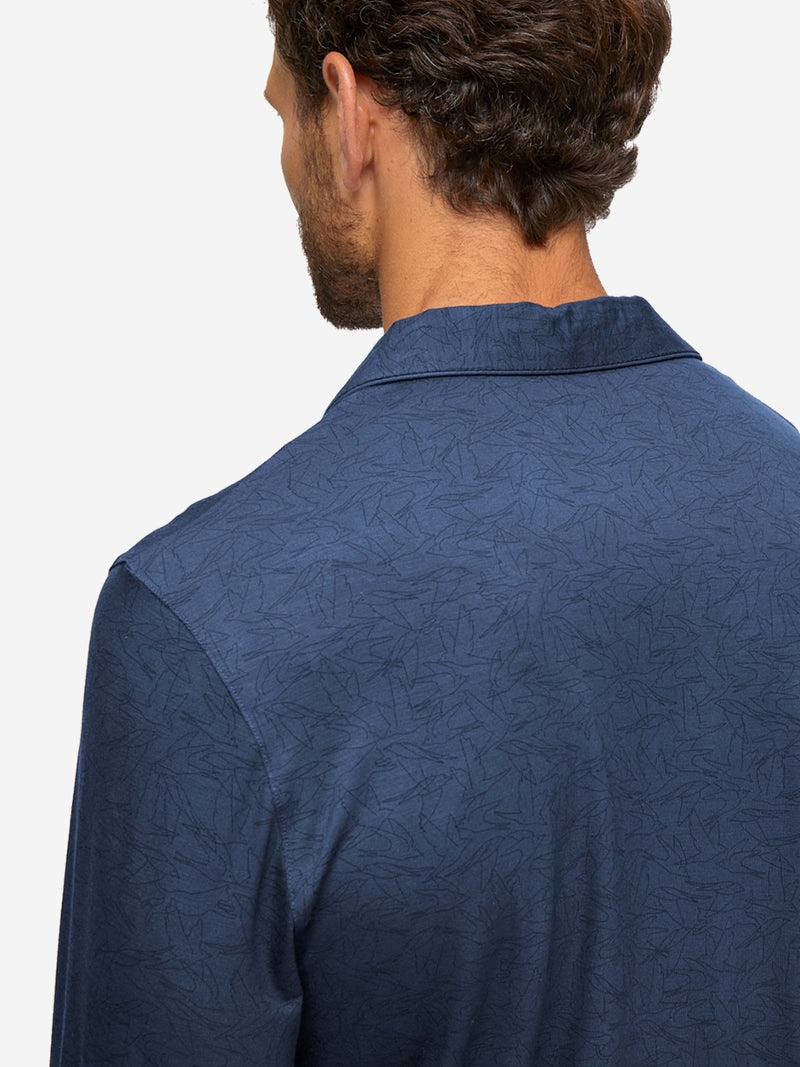 Men's Pyjamas London 9 Bird Print Micro Modal Navy - 2