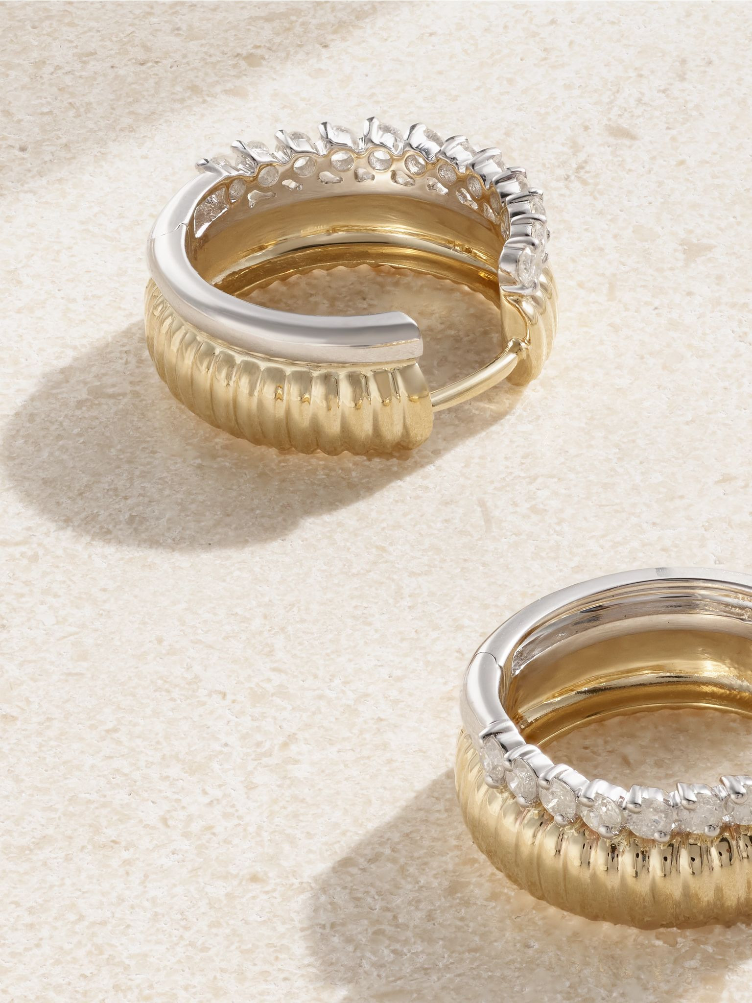 Paire De Créoles Bouées 9-karat yellow and white gold diamond earrings Gold - 3