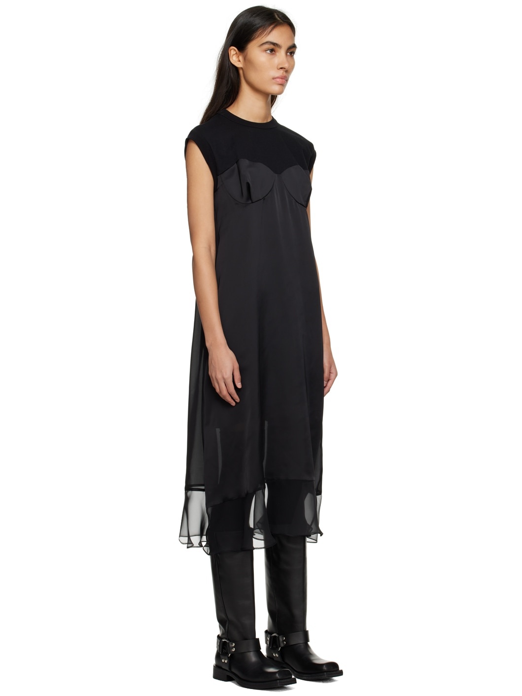 Black Paneled Midi Dress - 2