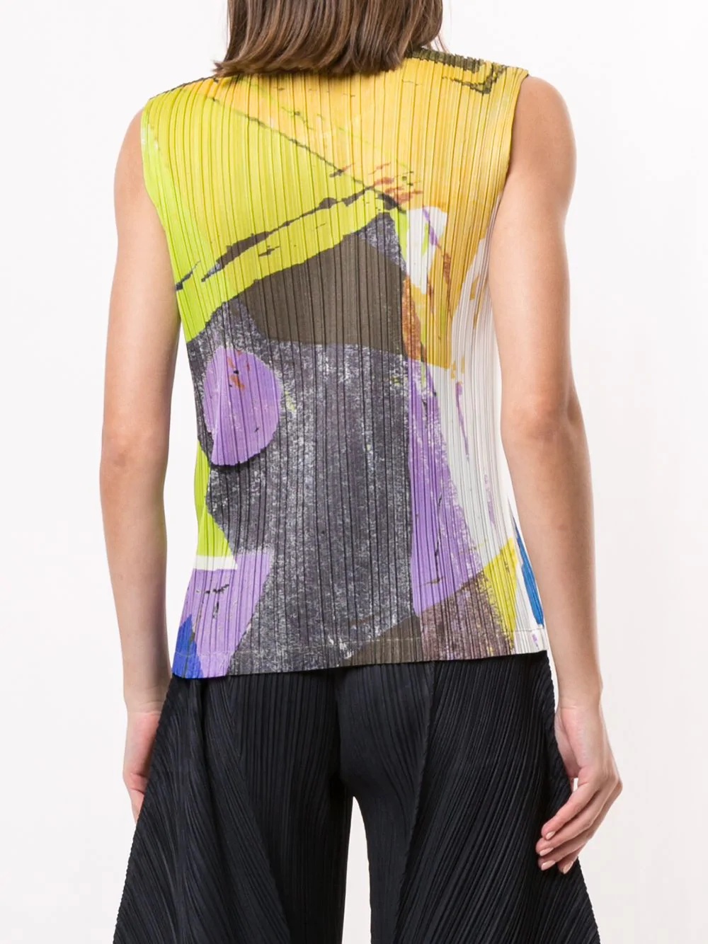 abstract print pleated tank top  - 4