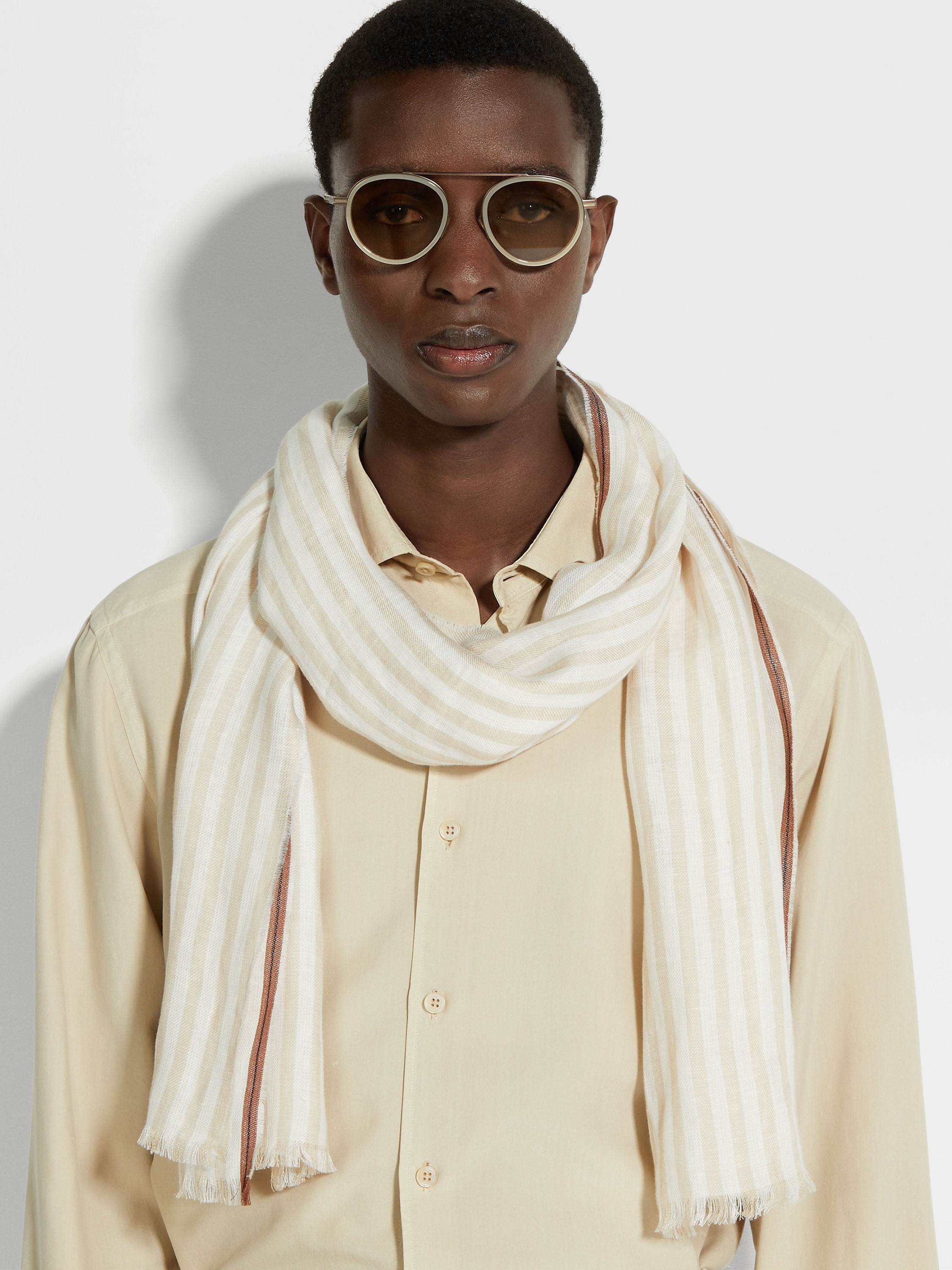 LIGHT BEIGE OASI LINO SCARF - 3