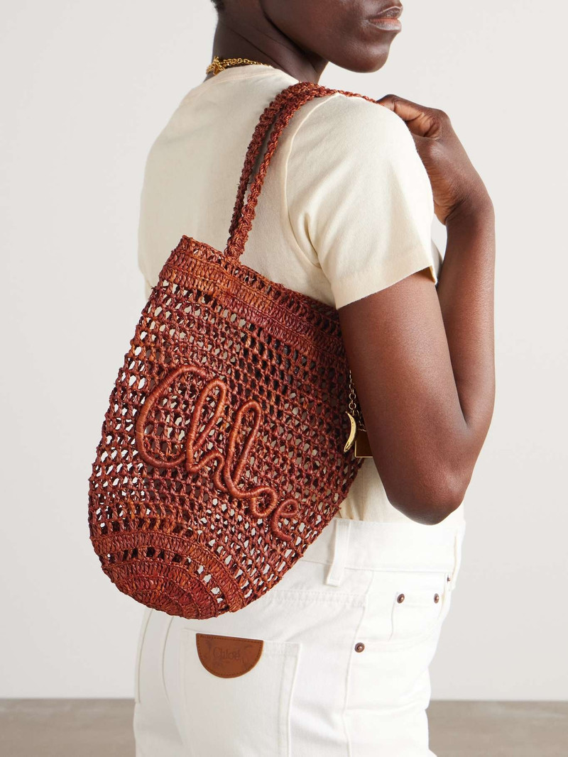Chloé Summer Banana embellished embroidered raffia tote Tan outlook