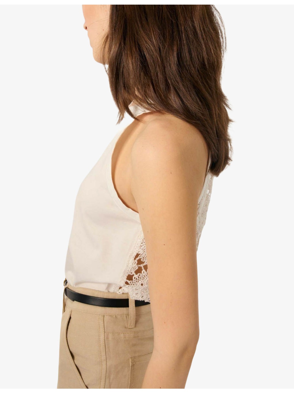 Round-Neck Crochet-Back Cotton Vest - 6