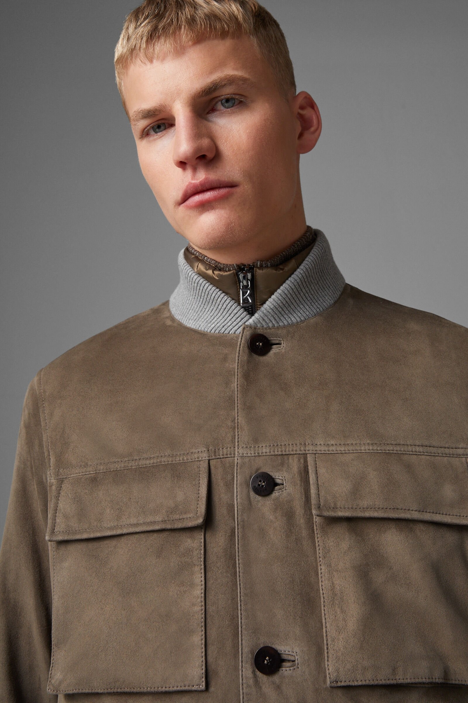 Roger leather jacket in Khaki - 5