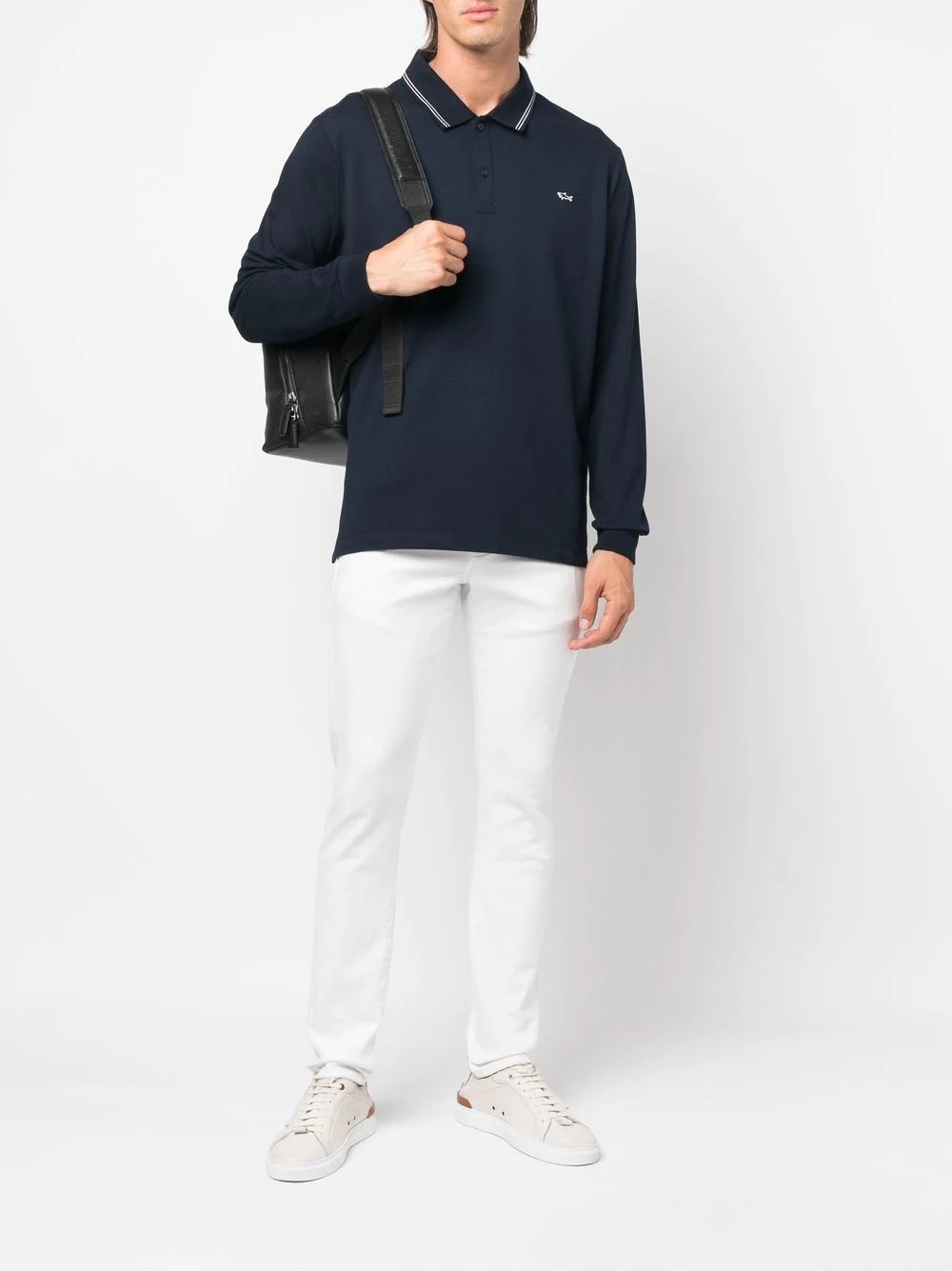 embroidered-logo long-sleeve polo shirt - 2