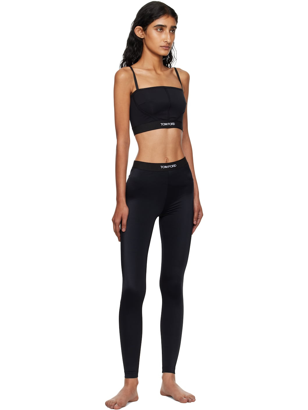 Black Lustrous Jersey Signature Leggings - 4