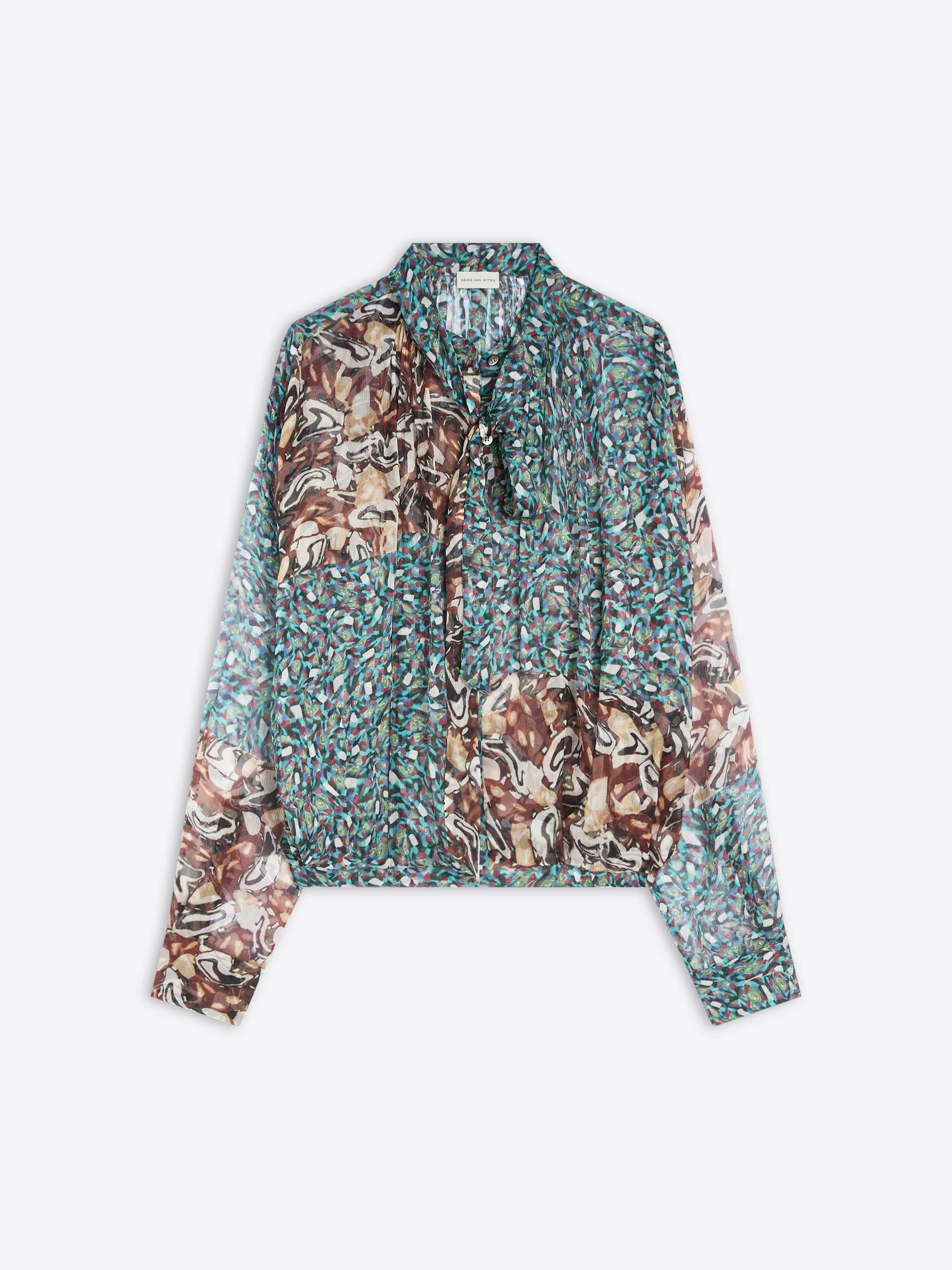 DRAWSTRING SILK BLOUSE - 1