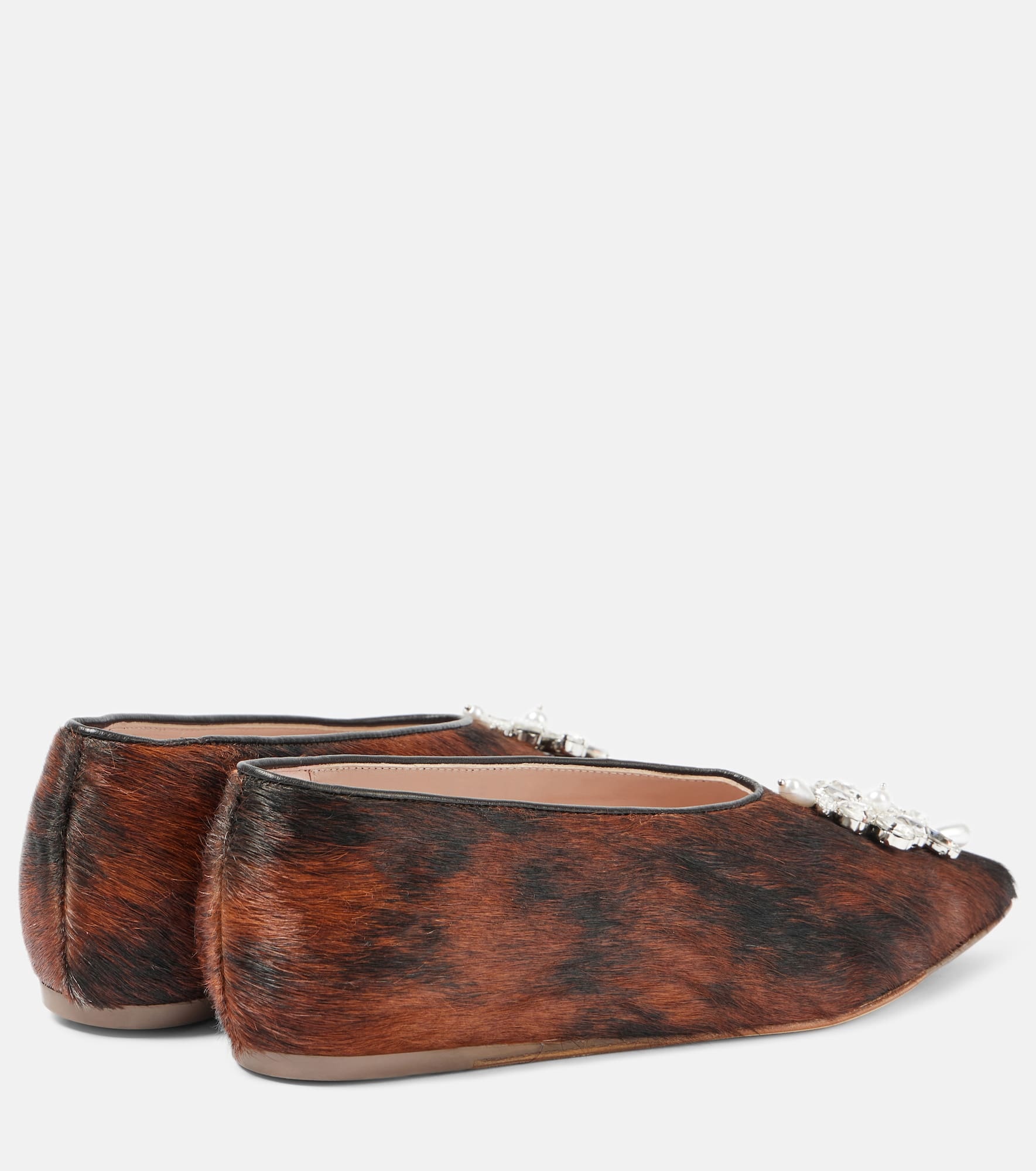 Embellished calf hair ballet flats - 2
