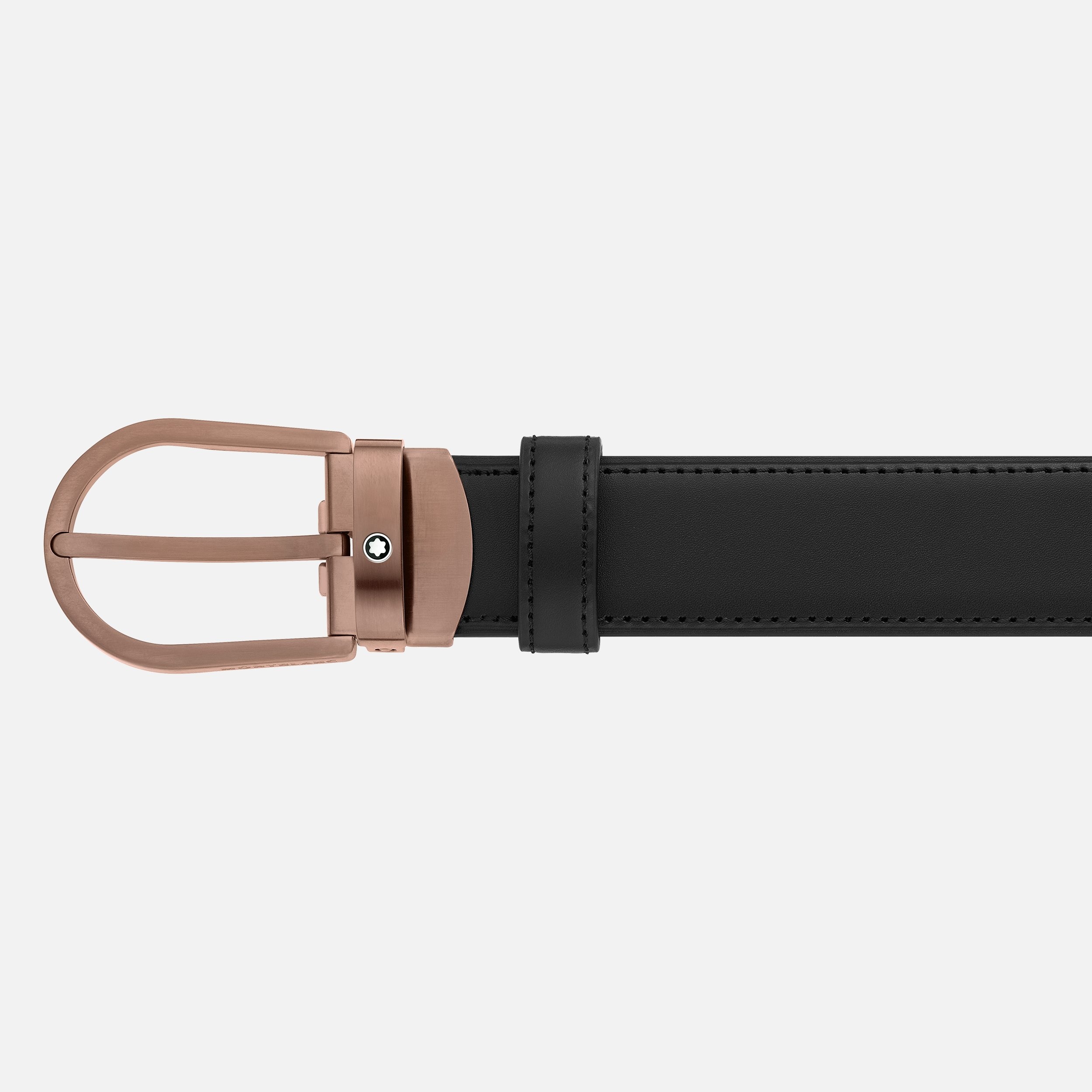 Horseshoe buckle black 30 mm leather belt - 2