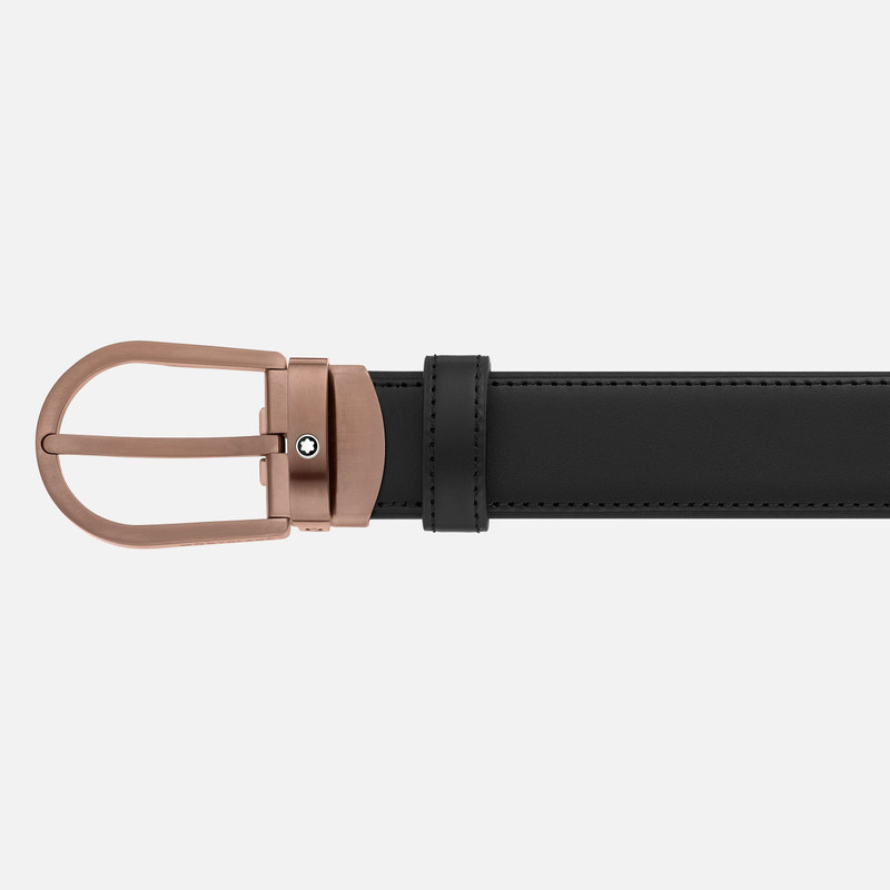 Montblanc Horseshoe buckle black 30 mm leather belt outlook