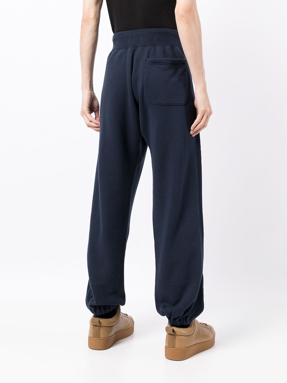 logo-embroidered drawstring cotton track pants - 4