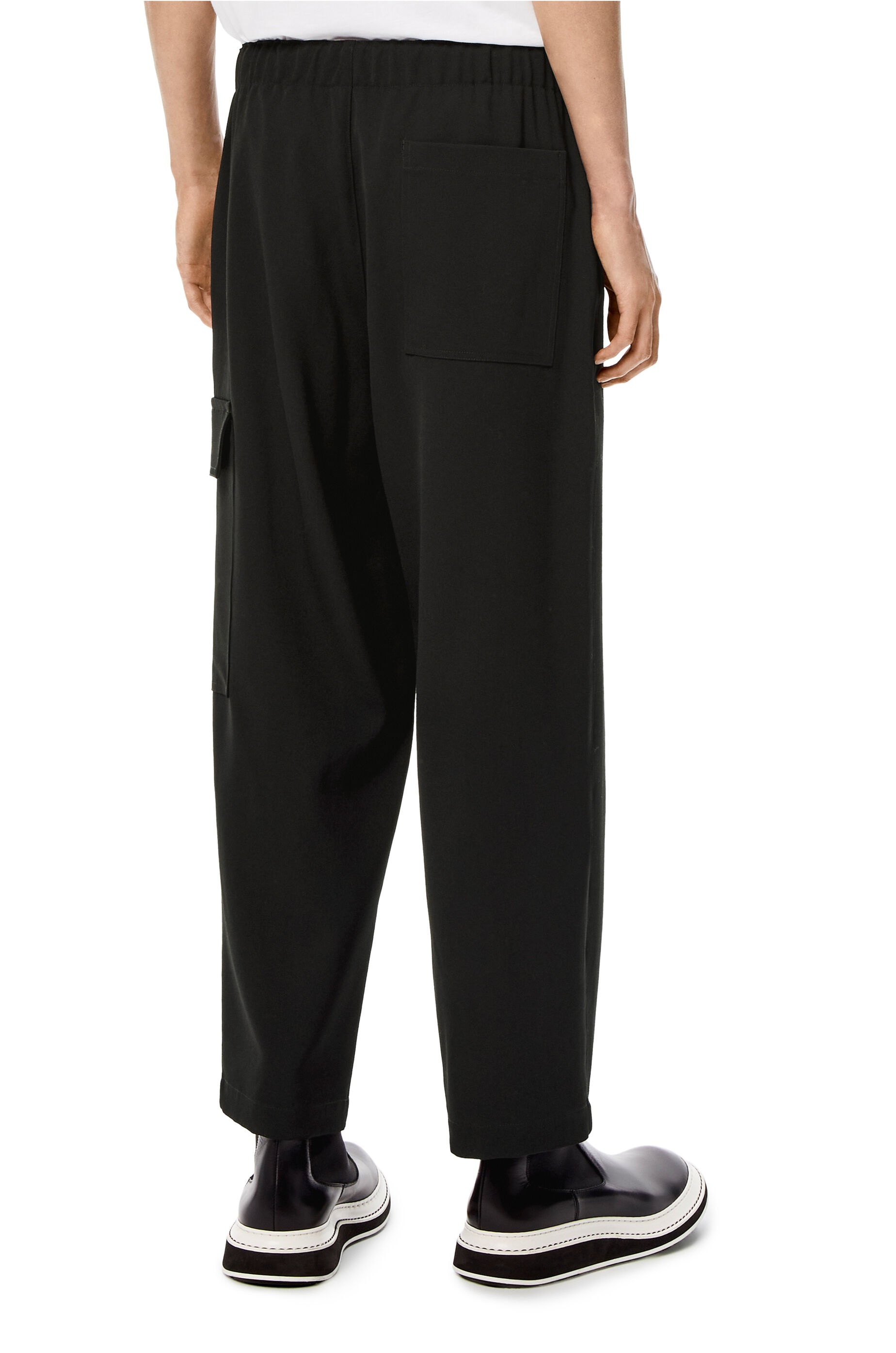 Cropped drawstring trousers in wool - 4