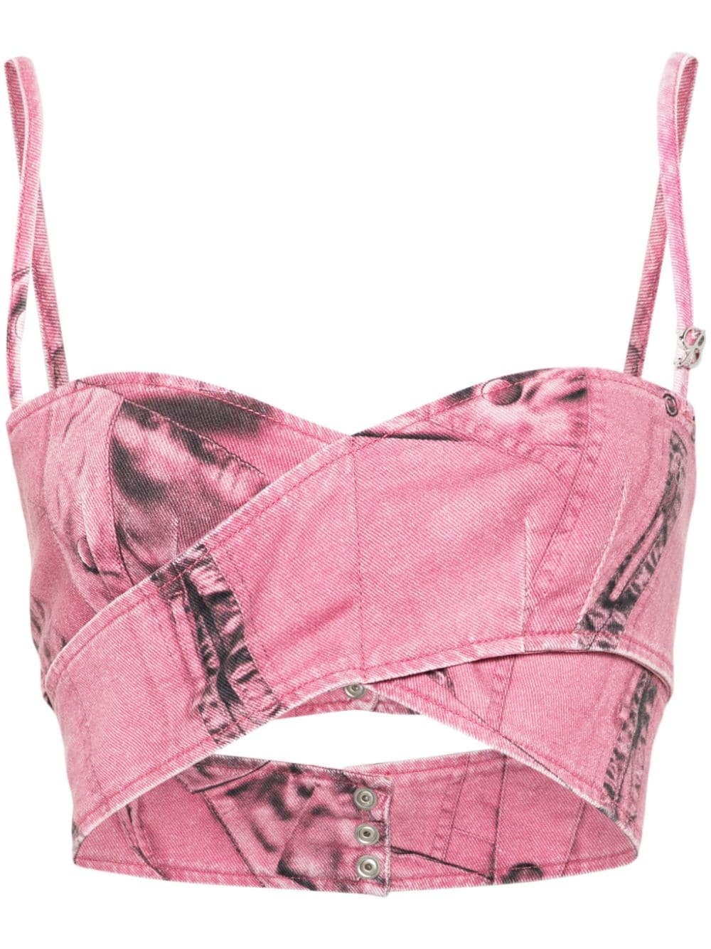 abstract-print cropped top - 1