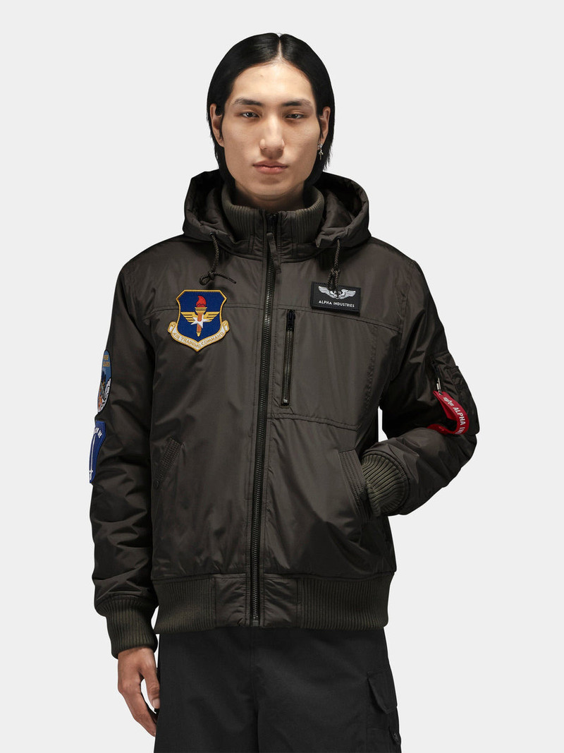 ALPHA INDUSTRIES PATCHED HOODED RIB FLIGHT JACKET outlook