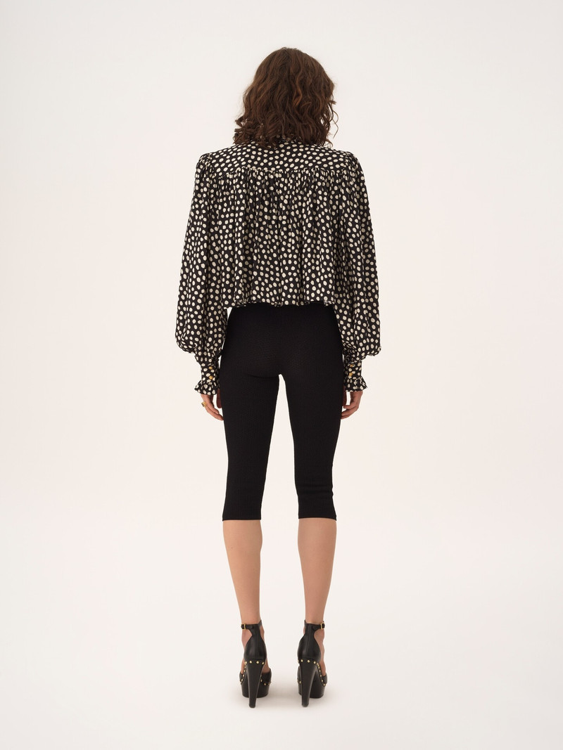 MAXI GATHERED HIGH-NECK TOP IN SILK JACQUARD 4