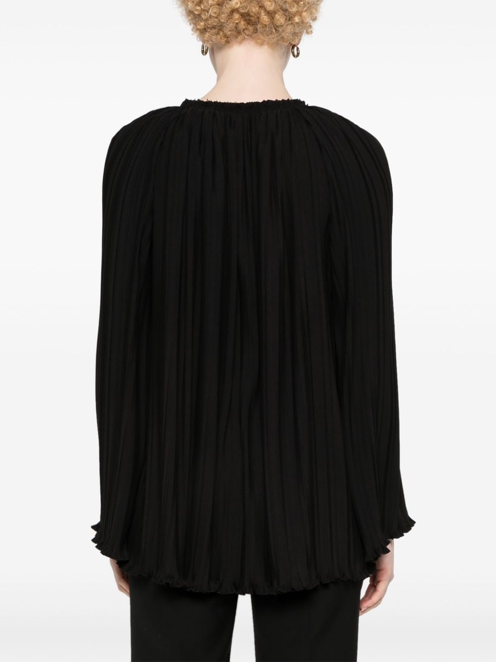 long-sleeve pleated blouse - 4