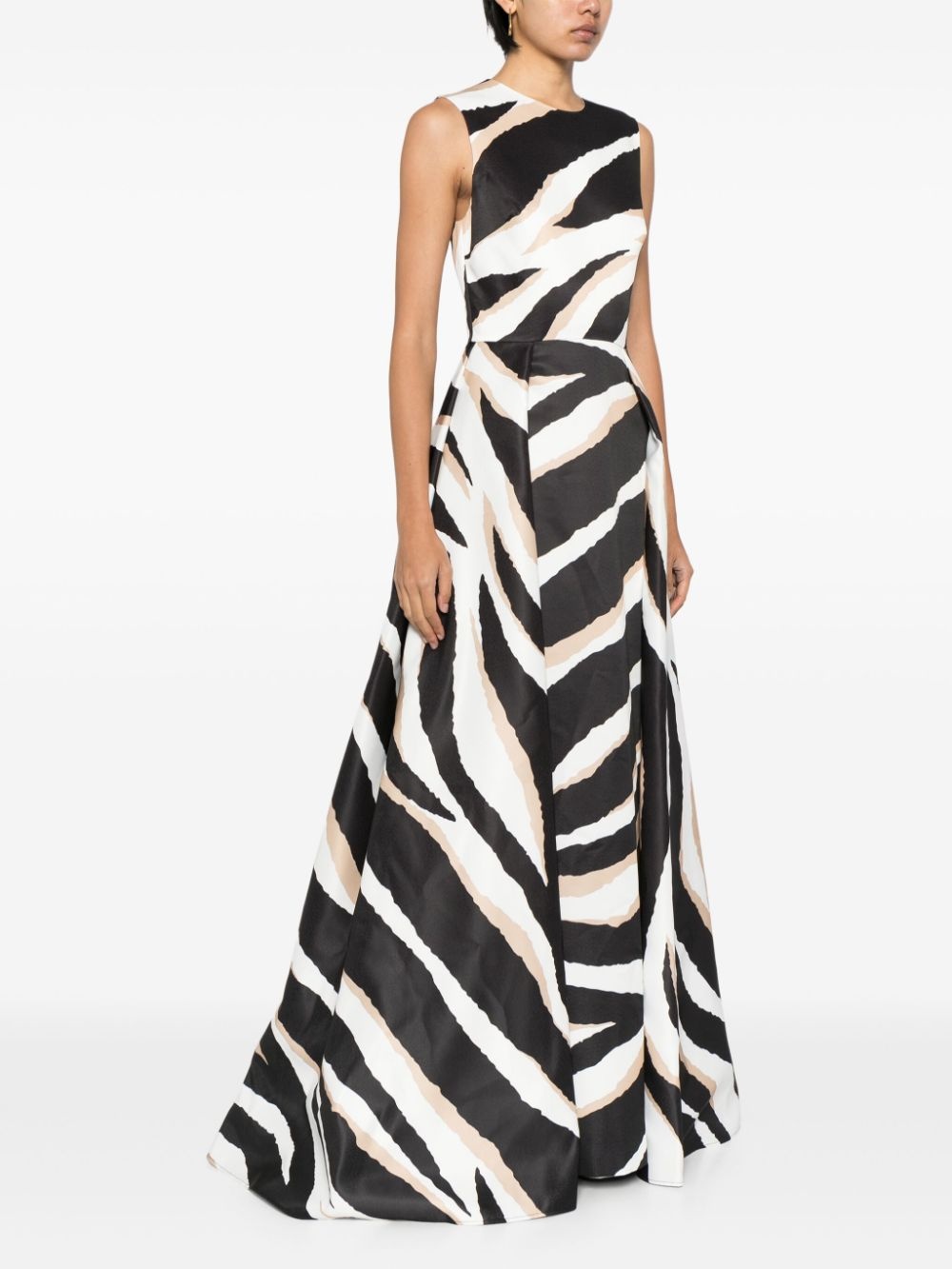 zebra-print silk gown - 3