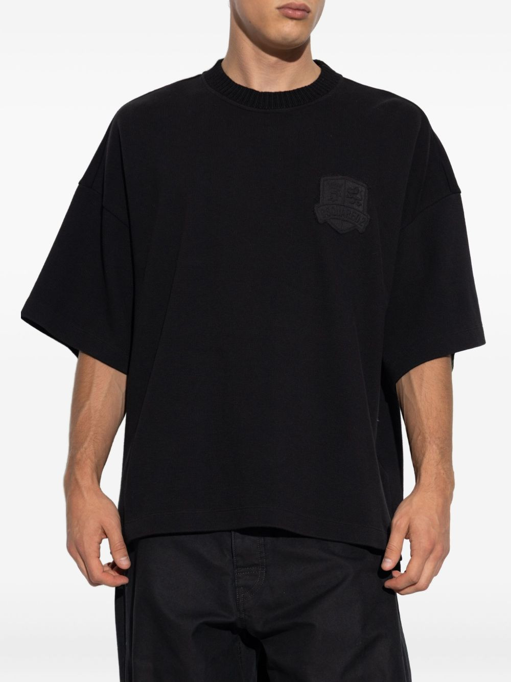 embroidered-badge cotton T-shirt - 3