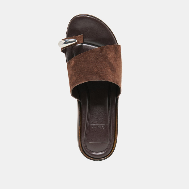 MOXY SANDALS DK BROWN SUEDE 9