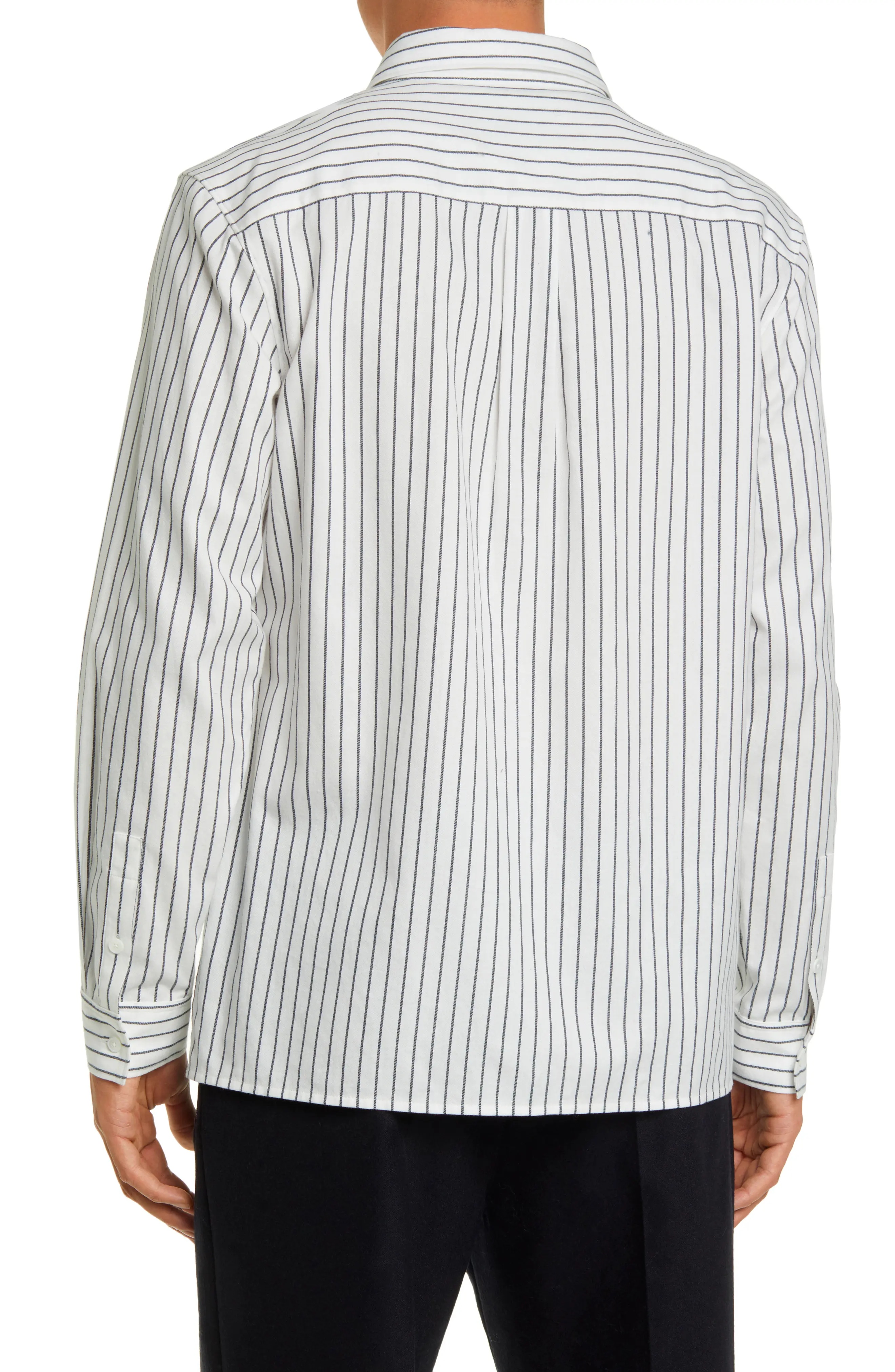 Classic Fit Stripe Cotton Button-Up Shirt - 3