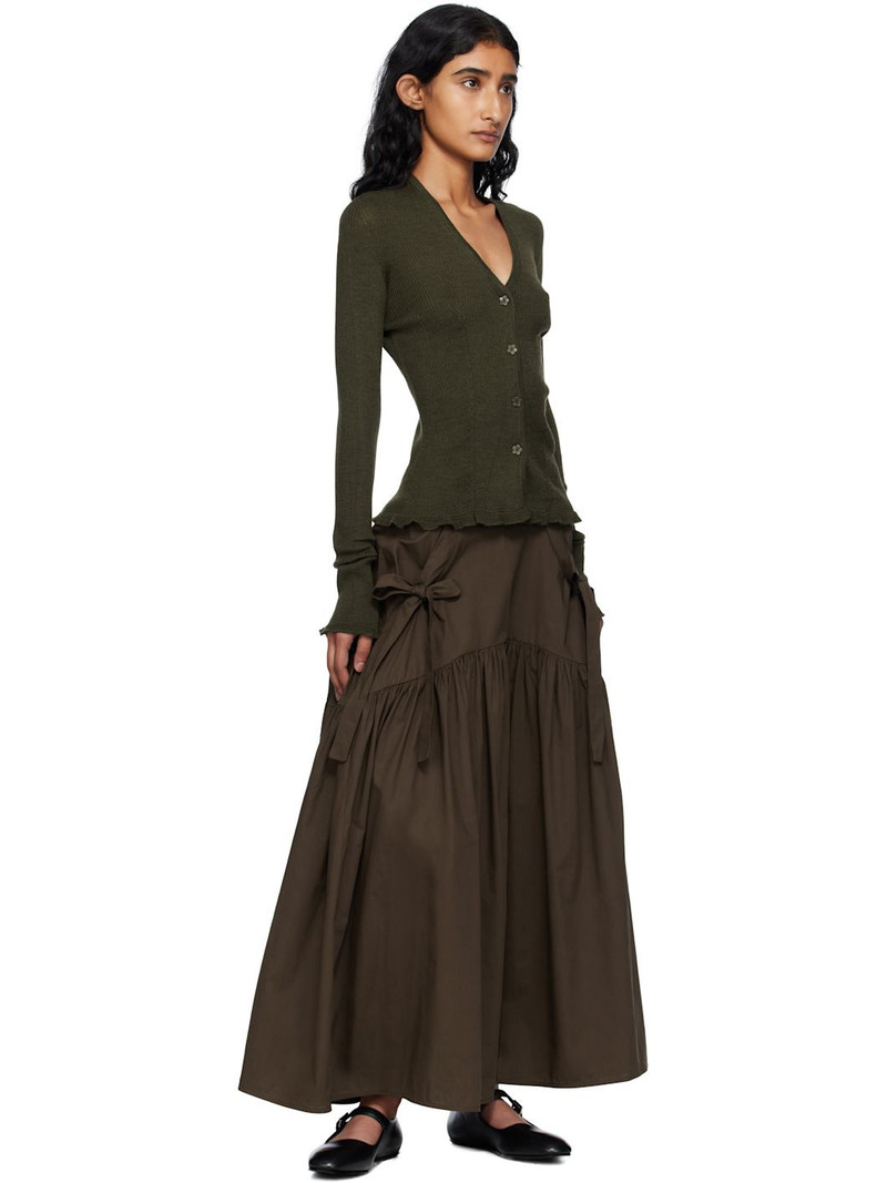 CECILIE BAHNSEN Khaki Bessie Cardigan outlook