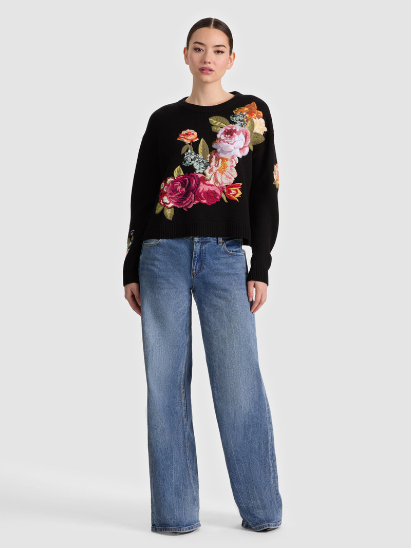 BELVA FLORAL JACQUARD CREWNECK 3