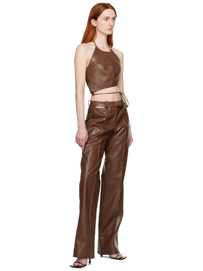 ALEKSANDRE AKHALKATSISHVILI Brown Straight-Leg Faux-Leather Trousers outlook