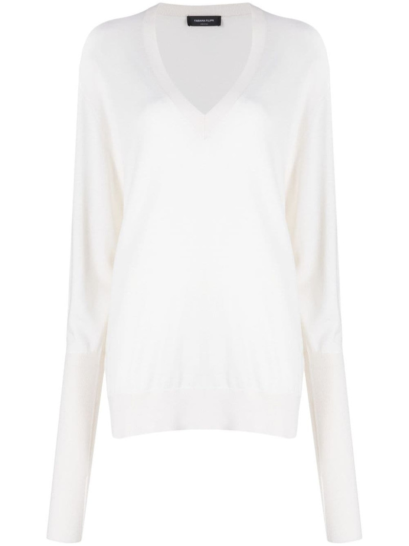 V-neck fine-knit jumper 1