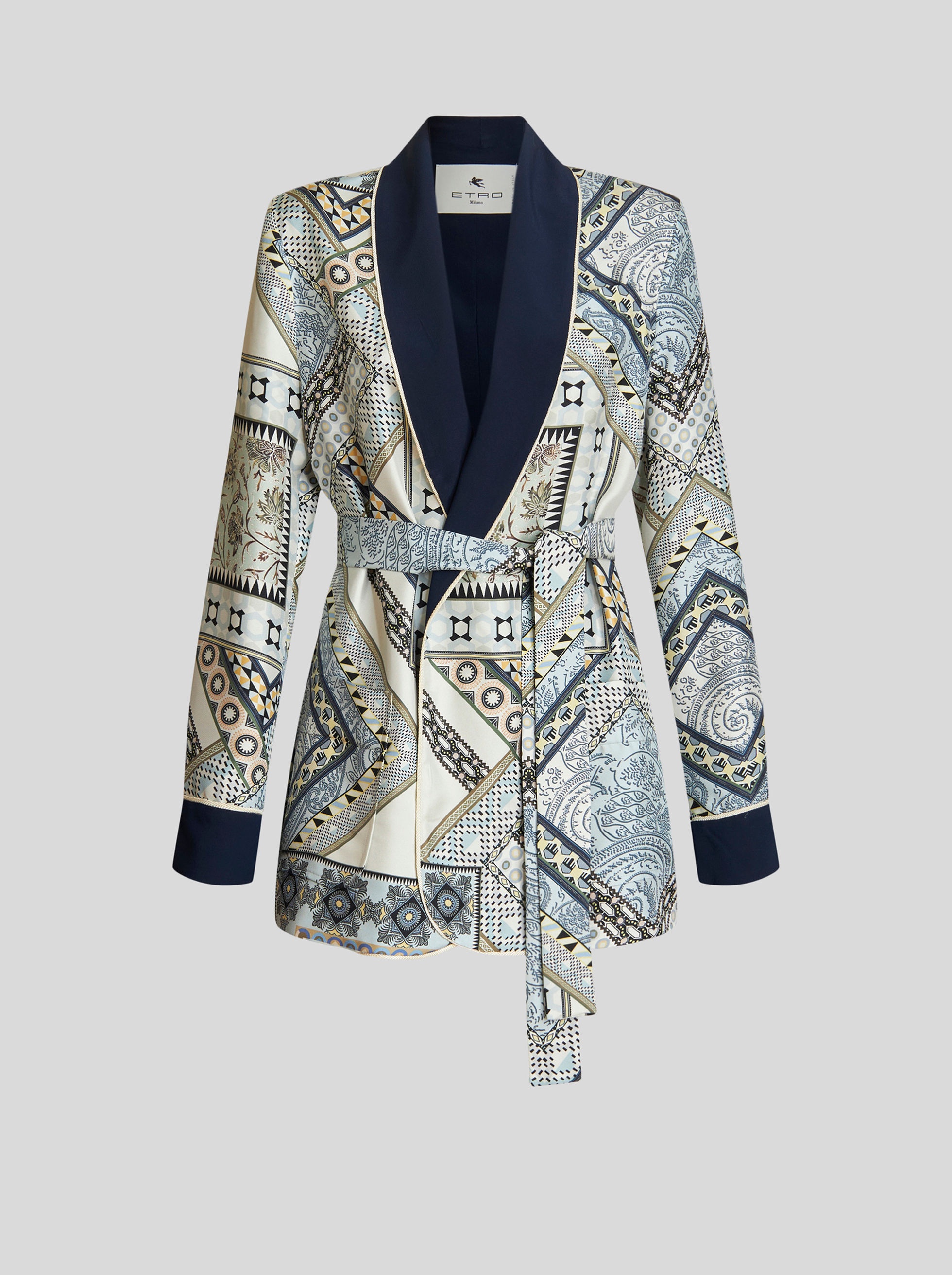 PATCHWORK PATTERN SILK JACKET - 1