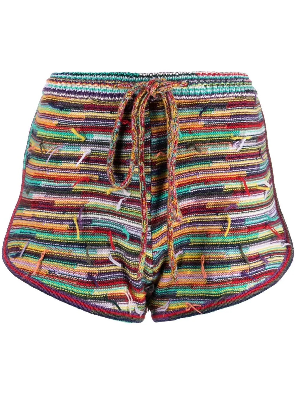 horizontal-stripe knitted shorts - 1