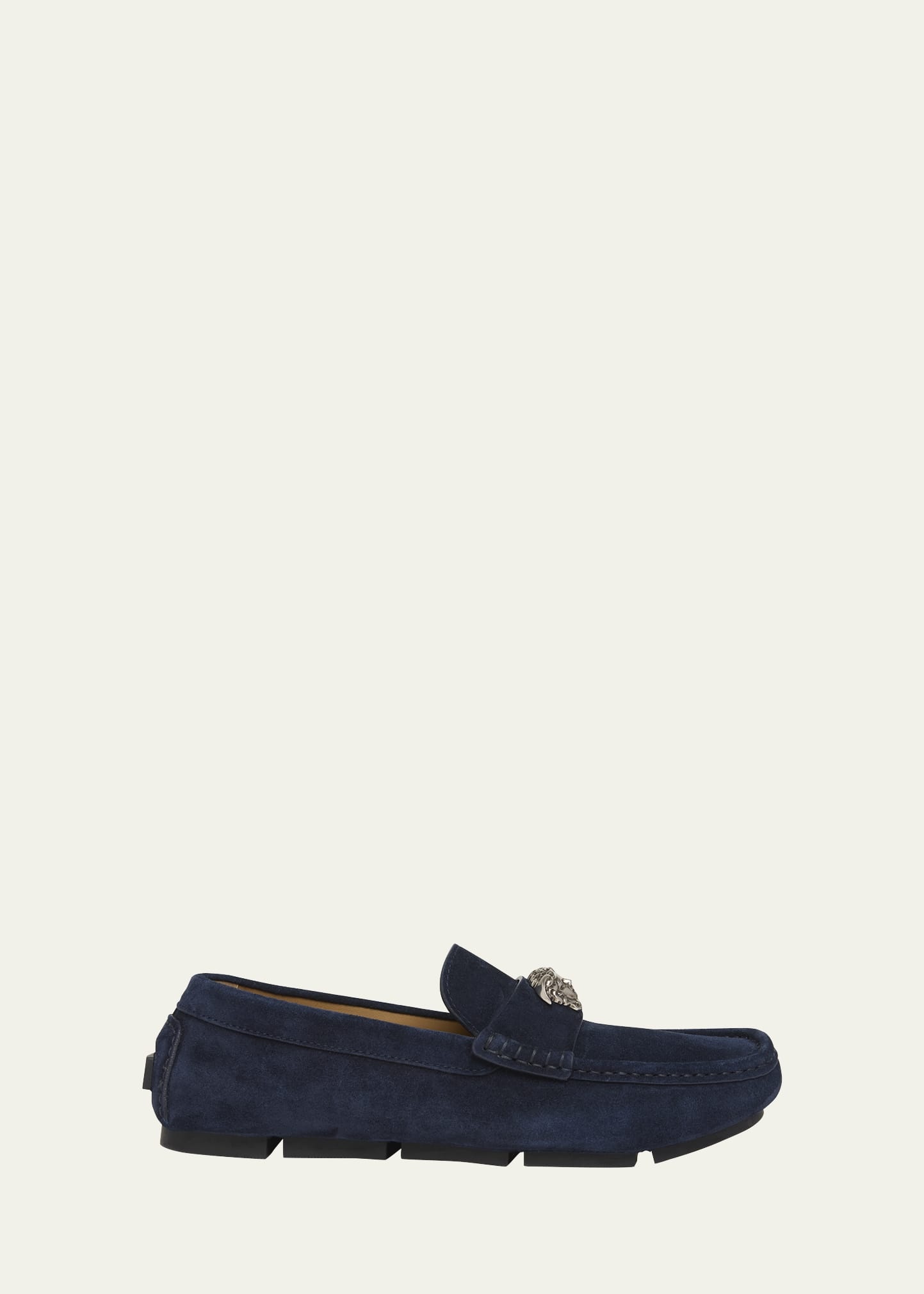 Men's Medusa-Ornament Suede Drivers - 1