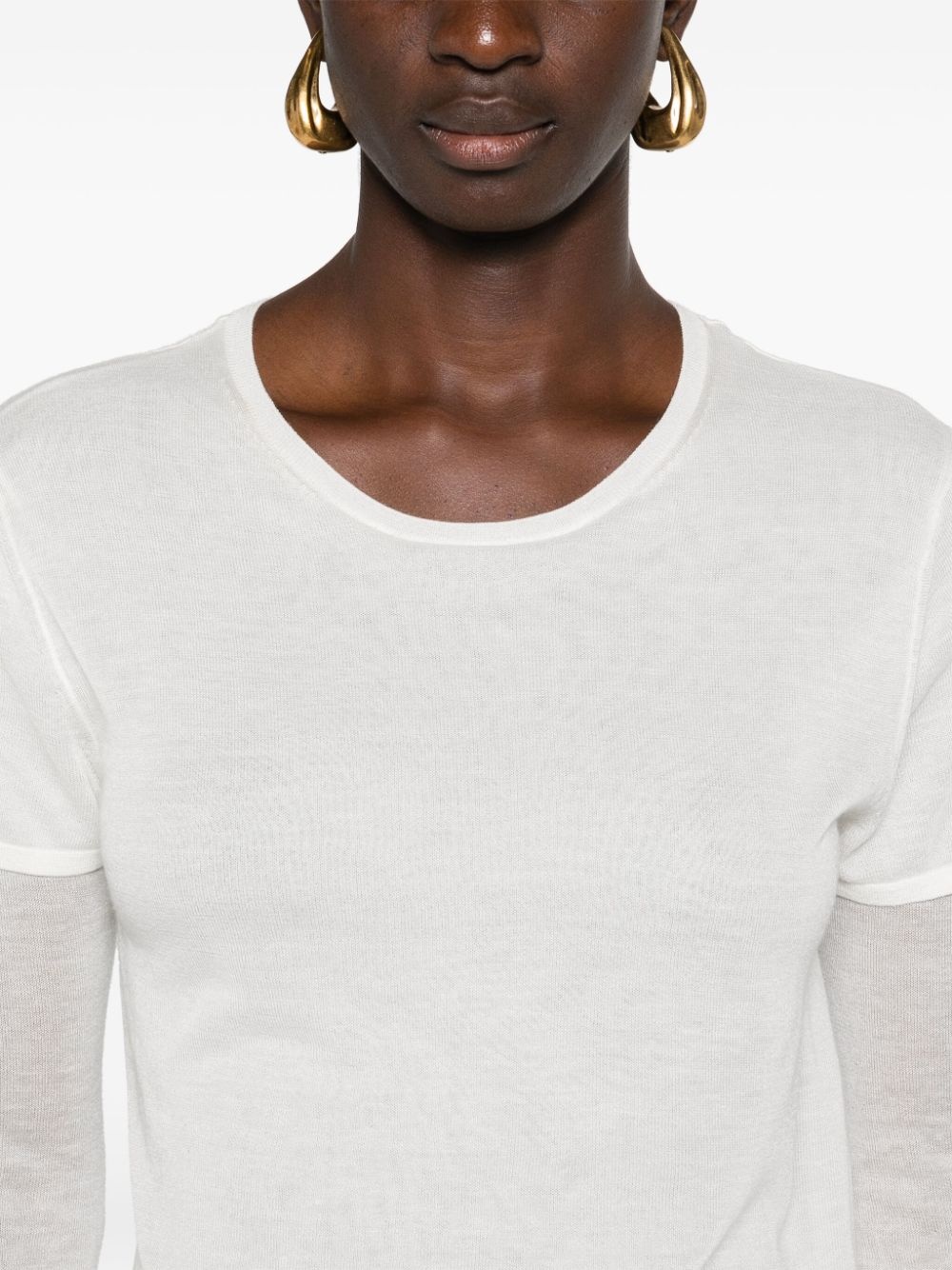 layered fine-knit jumper - 5