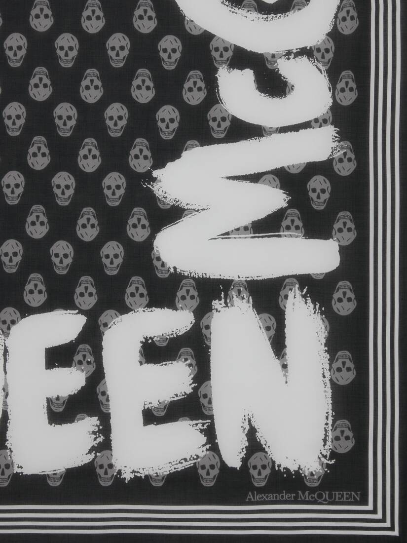 Mcqueen Graffiti Biker Foulard in Black/ivory - 3