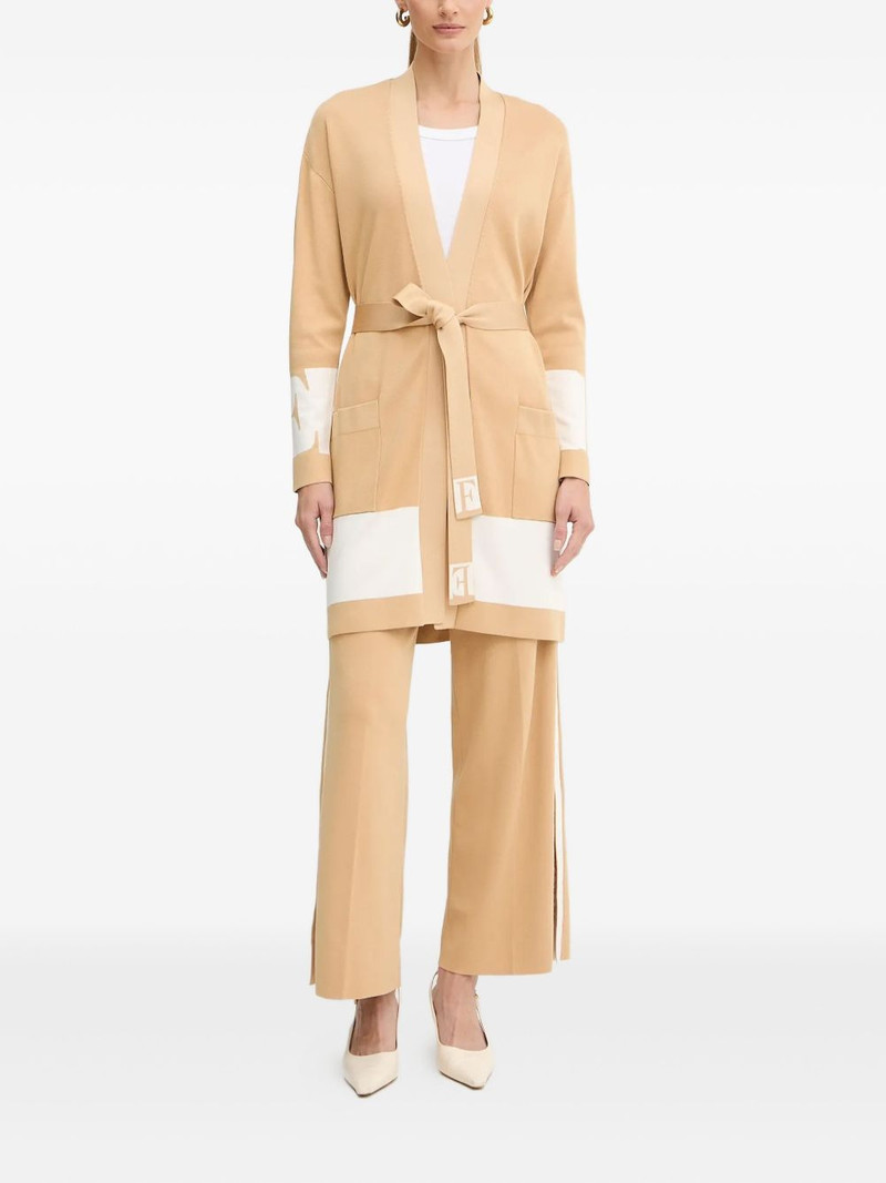 ELISABETTA FRANCHI tie-waist pocket knitted coat outlook