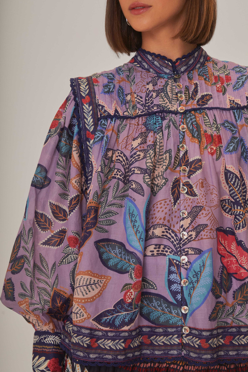 Lavender Wild Night Long Sleeve Blouse 3