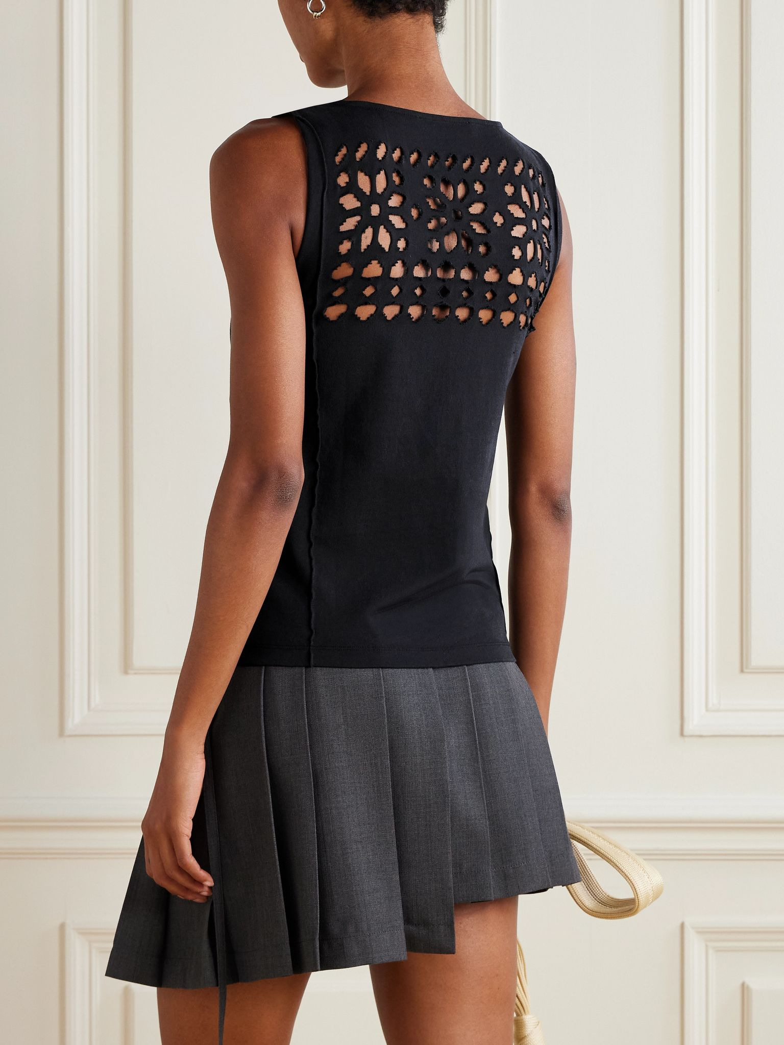 Cutout cotton-jersey tank Black - 4