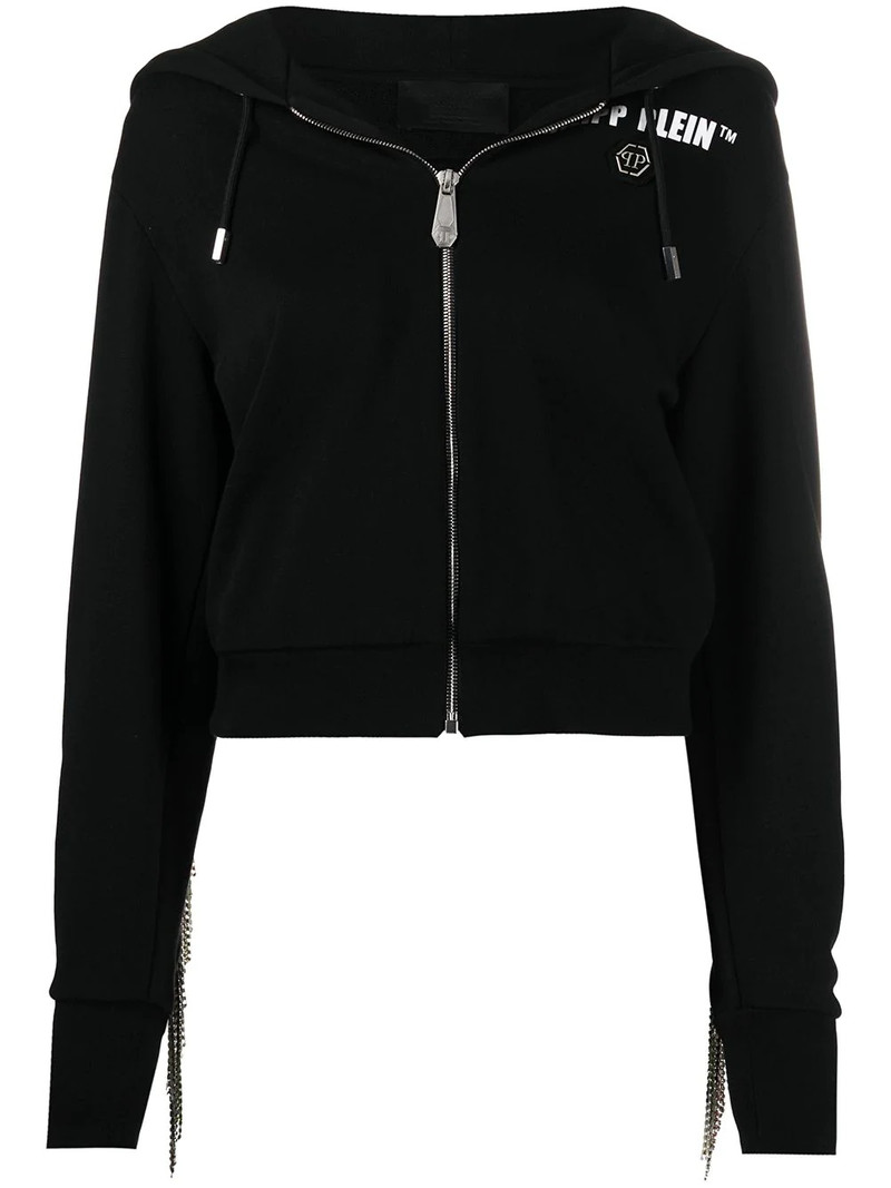 rear-fringe detail hoodie 1