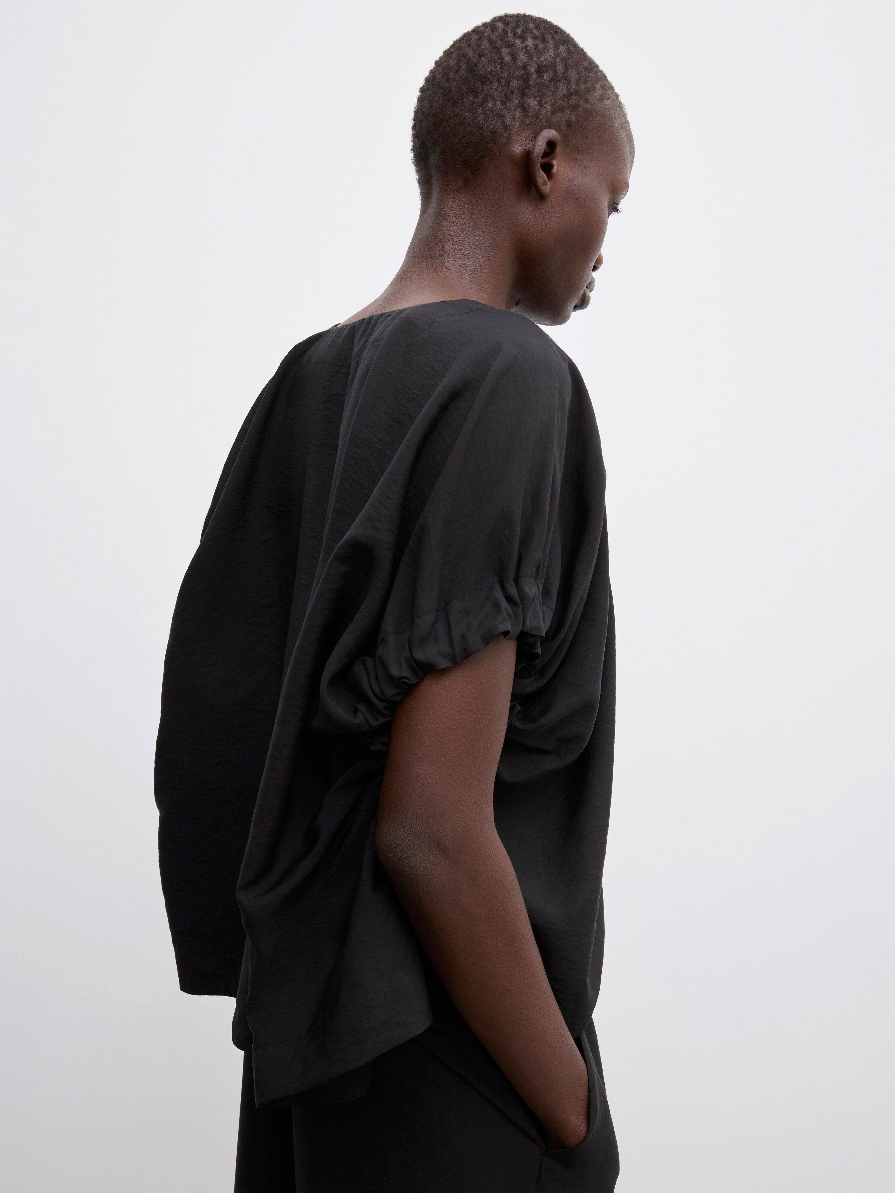 Rouched v-neck top - 4