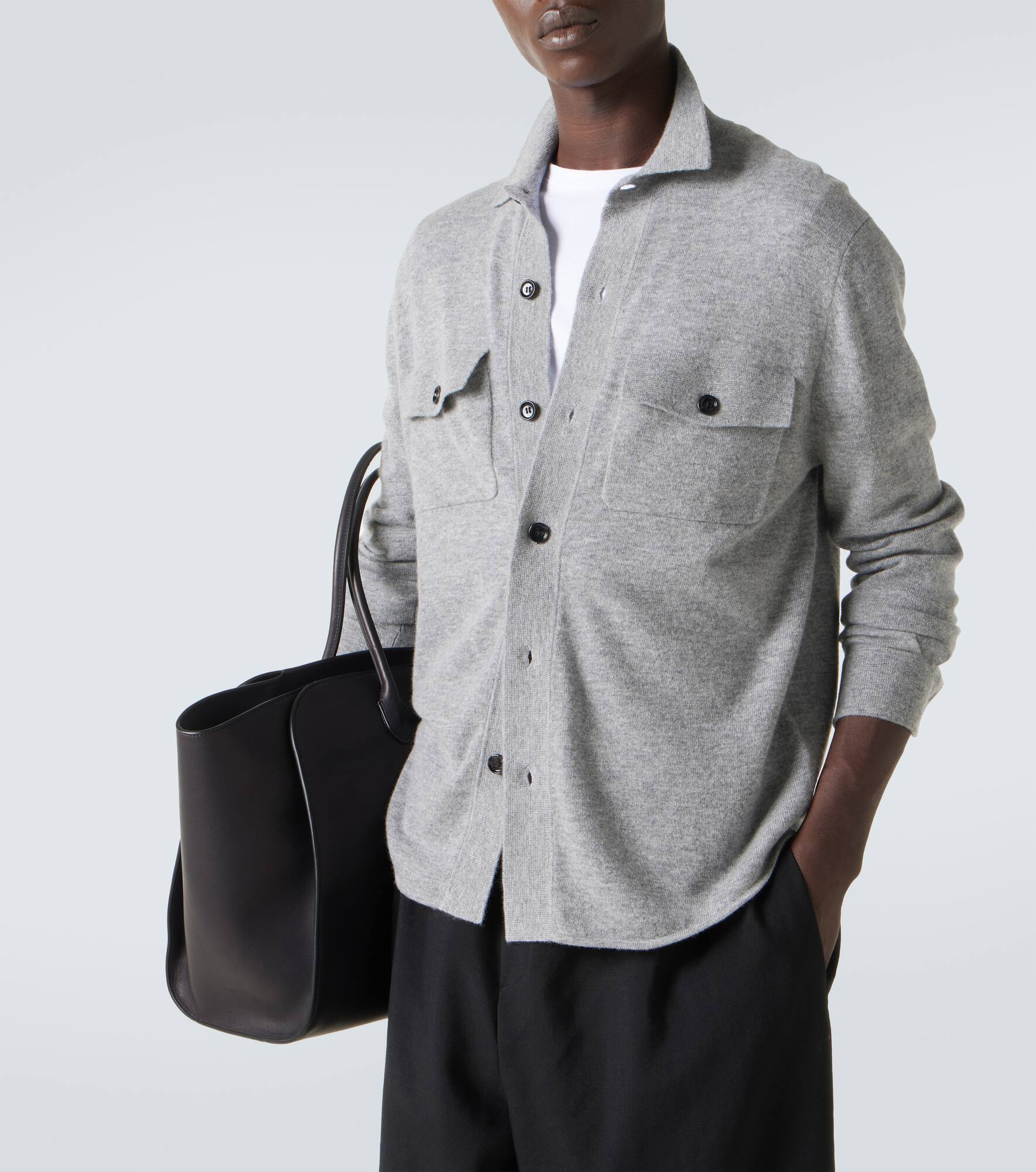 Wool and cashmere overshirt - 5