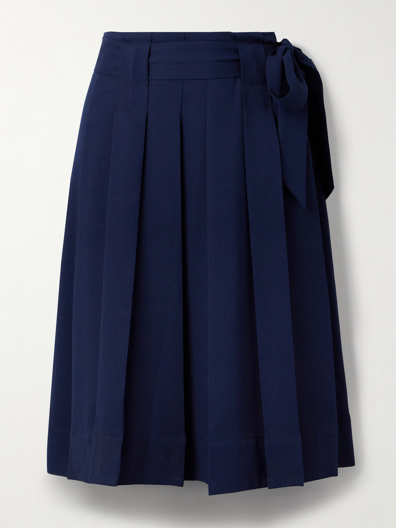 Jess Belted Pleated Crepe Skirt 1