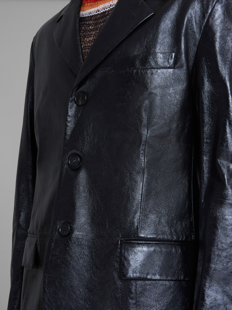 BLACK SINGLE-BREASTED BLAZER IN ULTRALIGHT NAPLAK LEATHER 5