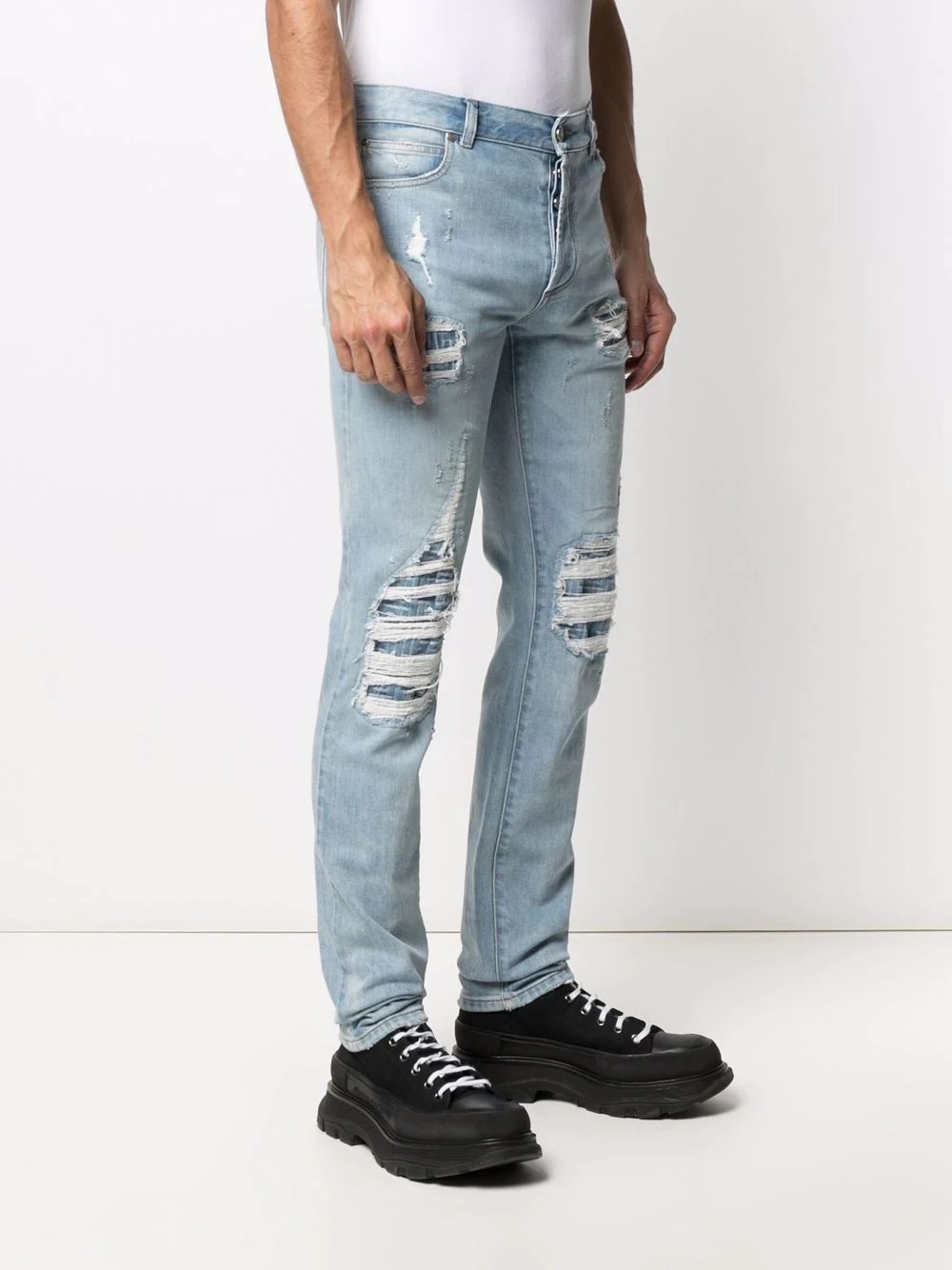 distressed straight-leg jeans - 3