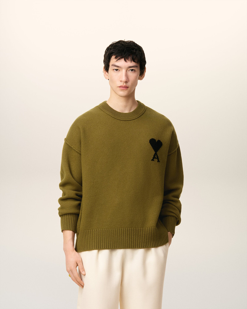 AMI Paris GREEN WOOL AMI DE COEUR CREWNECK SWEATER outlook