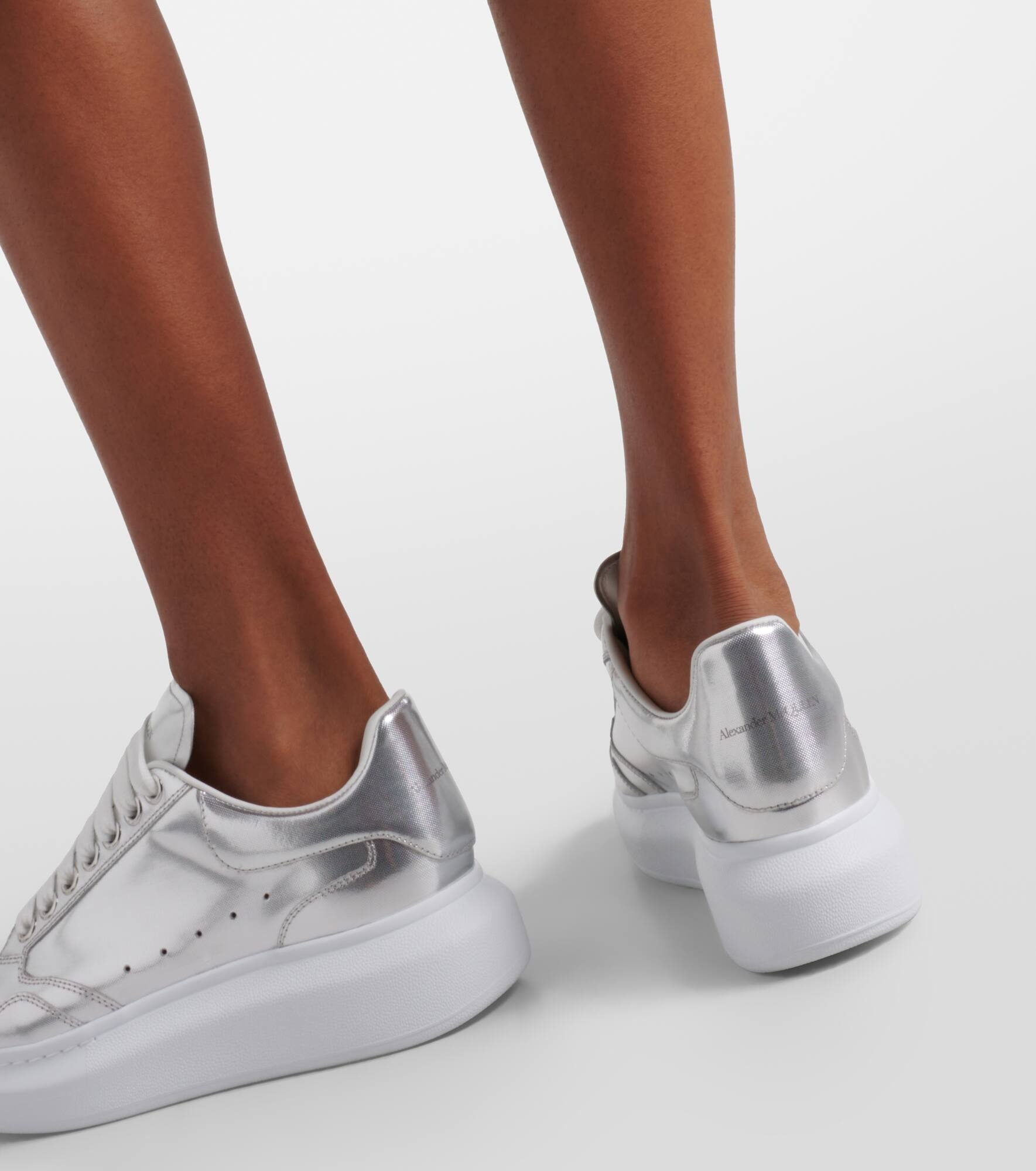 Oversized metallic leather sneakers - 7