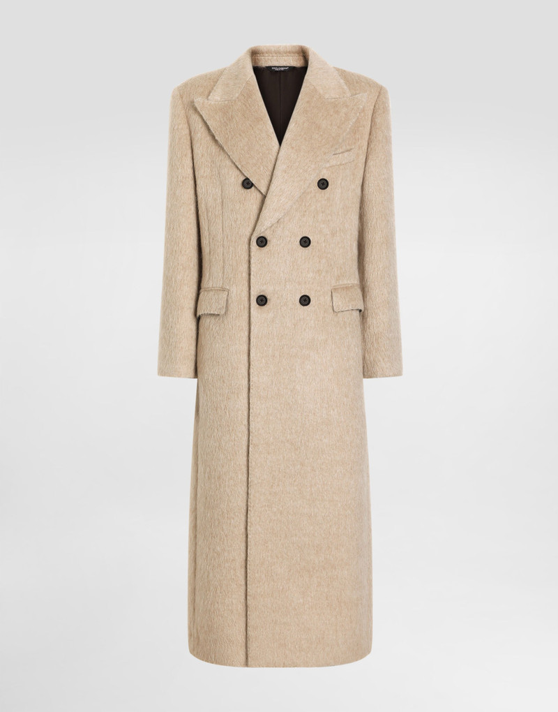 Long-haired mohair blend double-breasted coat 1