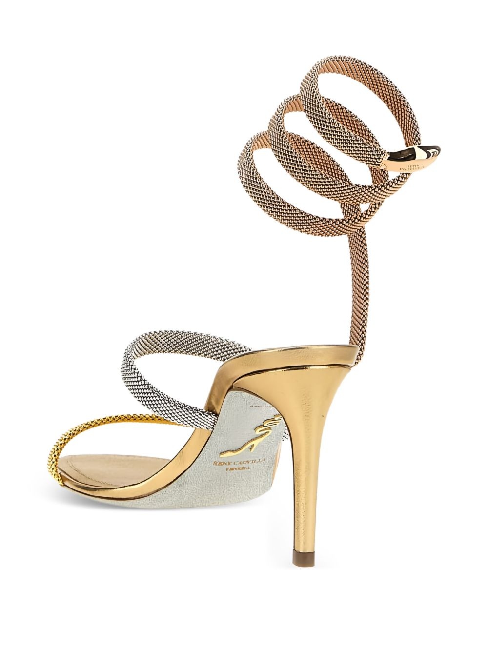 105mm Cleo spiral-strap metallic sandals - 4