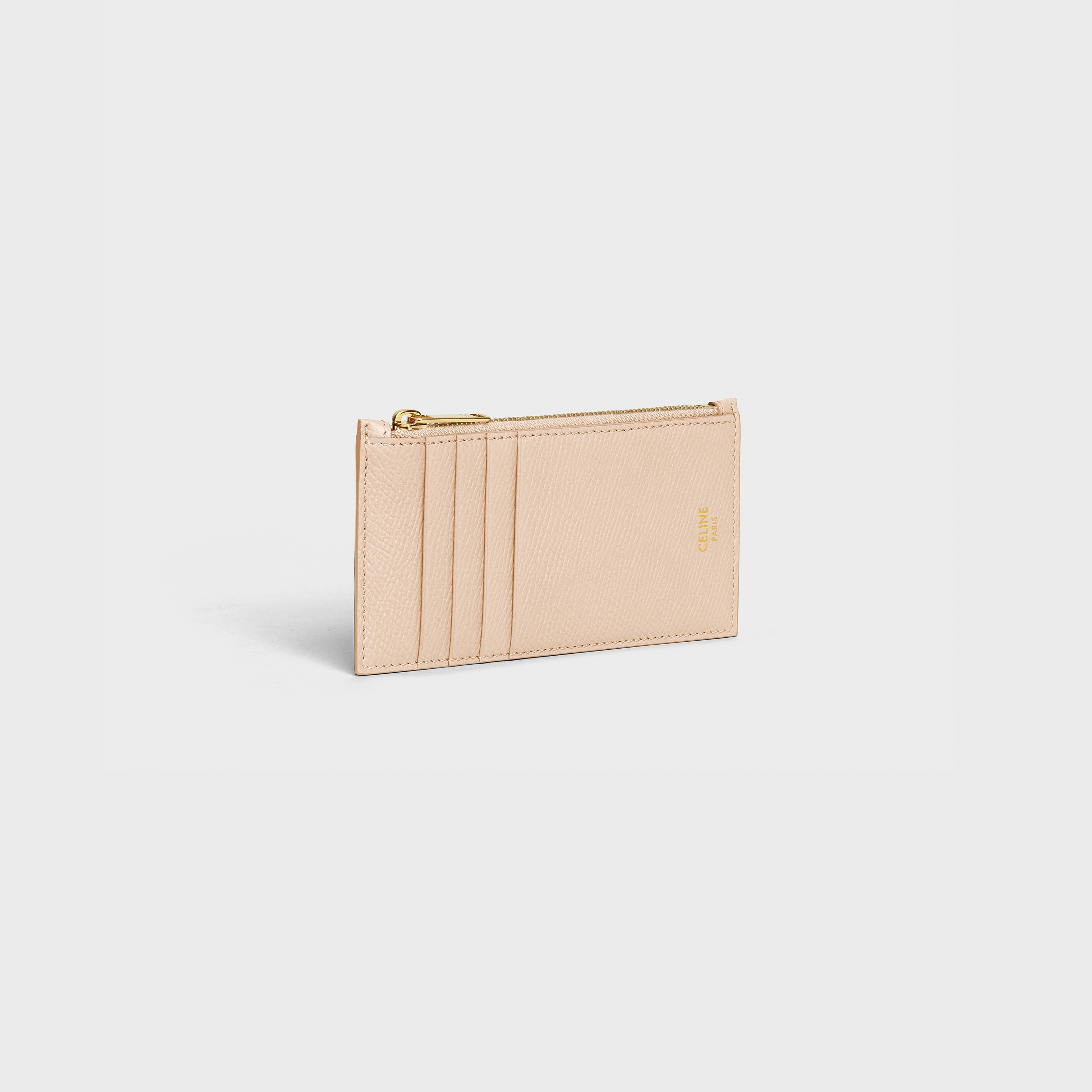 Zipped compact card holder in Grained calfskin - 2