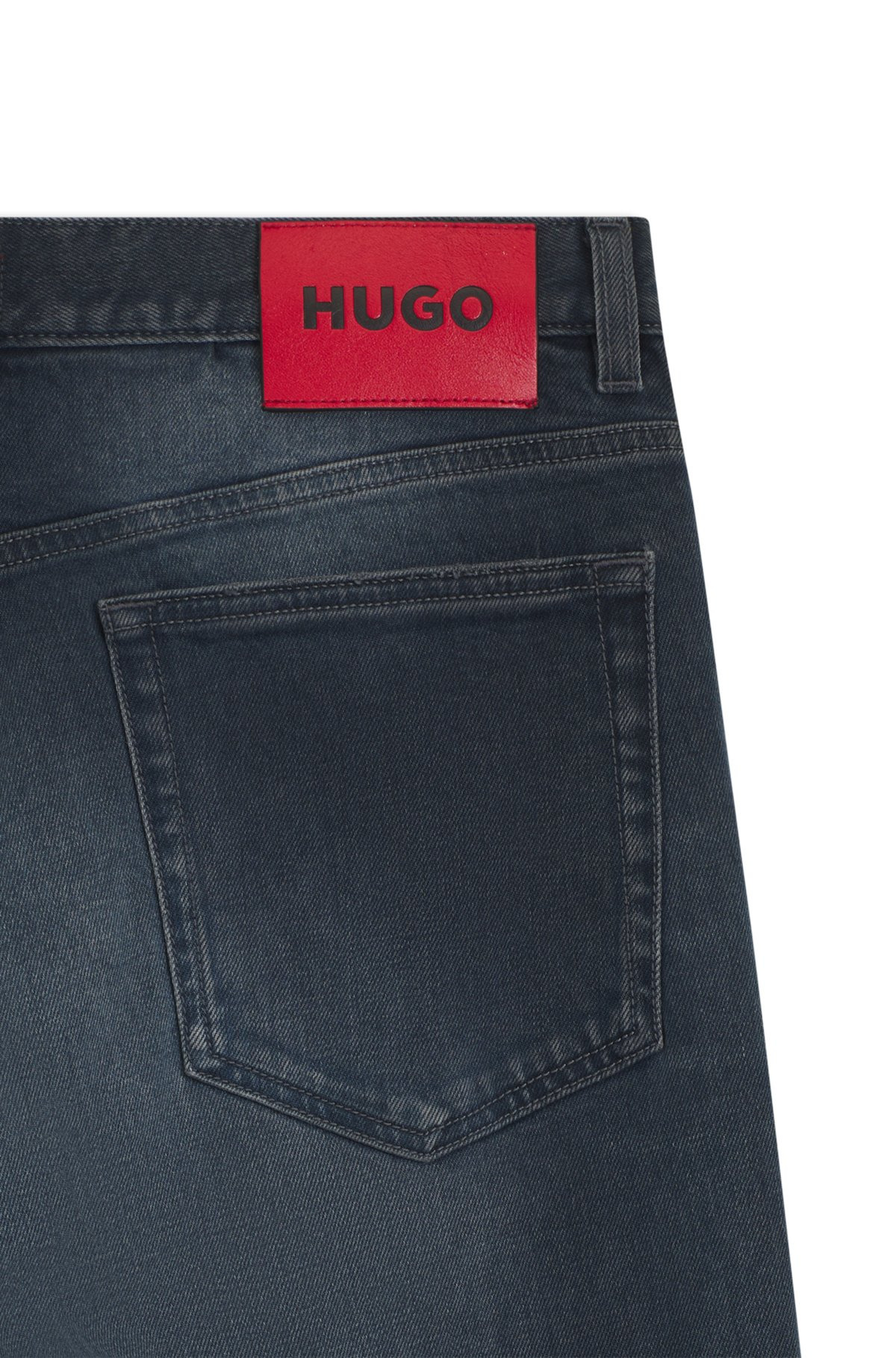 SLIM-FIT JEANS IN USED-EFFECT BLUE STRETCH DENIM - 2
