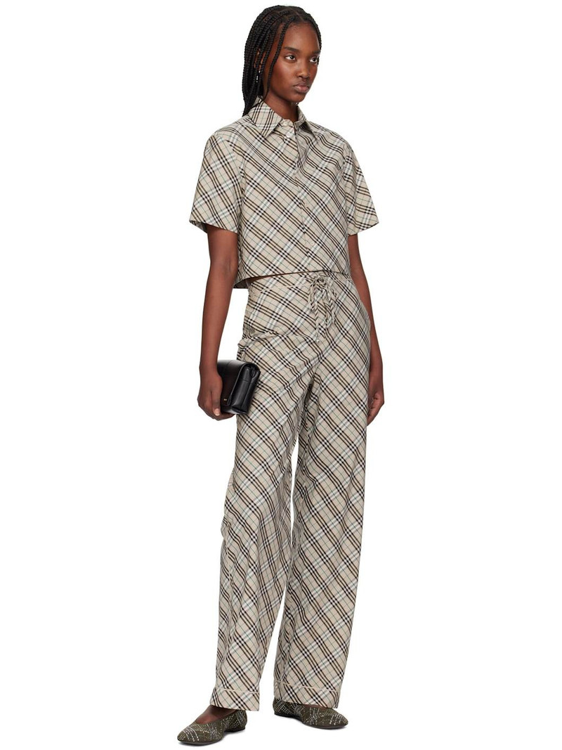 Burberry Taupe Check Cotton Pyjama Trousers outlook